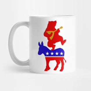 Russian Bear With Balalaika Dancing on Democrat Donkey Mug